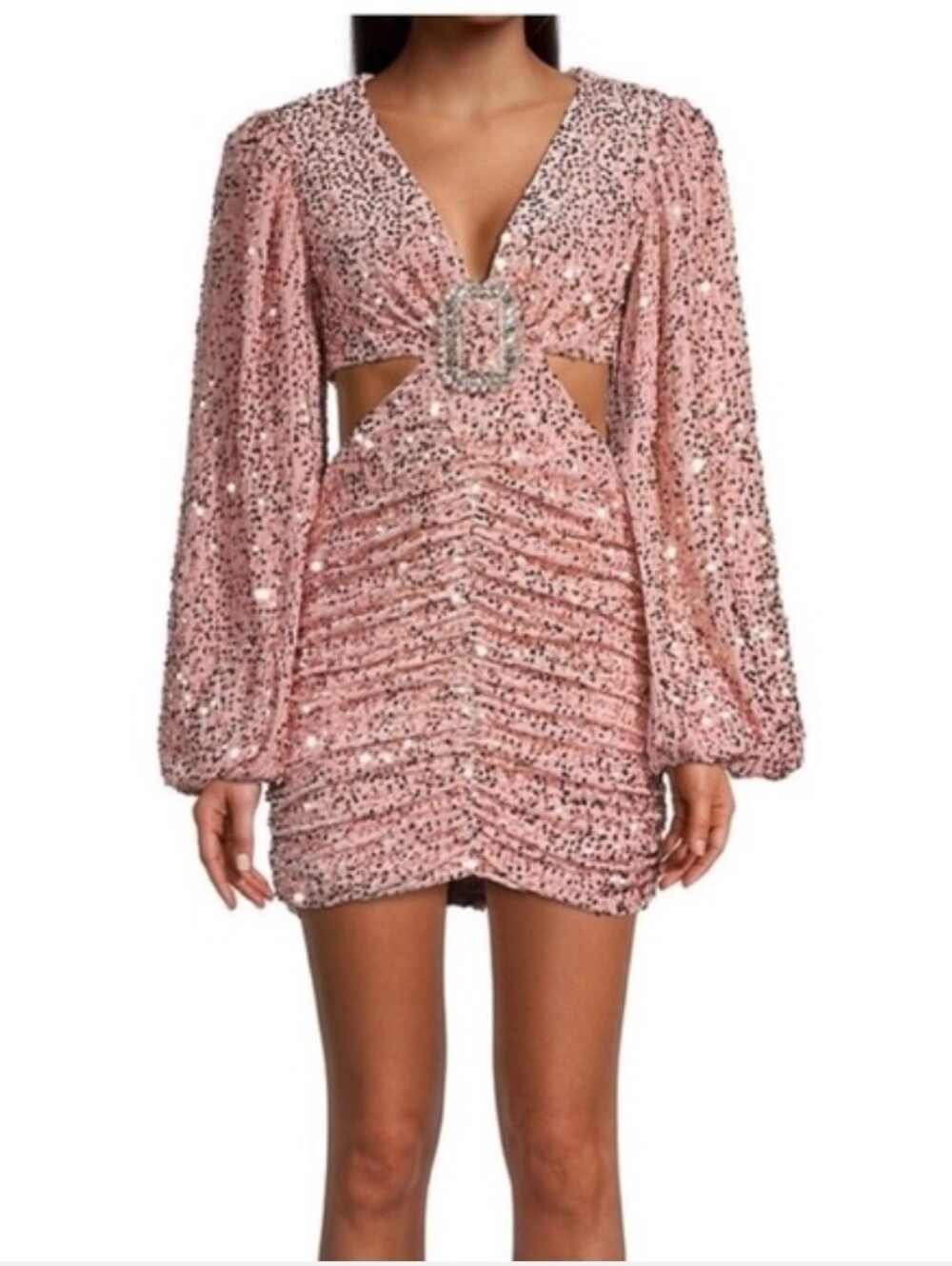 NWT Line & Dot VALERIA DRESS Sequin Long Sleeve Mini Dress Pink XS